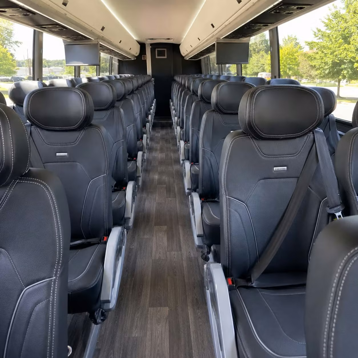 56 passenger charter bus inside